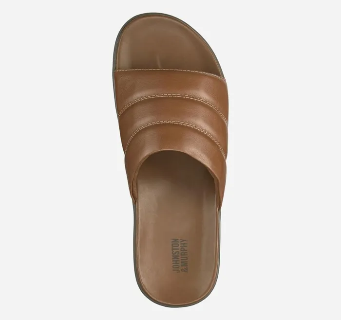 Johnston and Murphy Sandals Men Branson Slide Tan Full Grain Johnston and Murphy Sandals Men Branson Slide Tan Full Grain