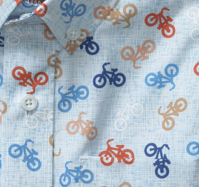 Johnston and Murphy Shirts Boys Boys ShortSleeve Printed Shirt Blue Bicycle Johnston and Murphy Shirts Boys Boys ShortSleeve Printed Shirt Blue Bicycle