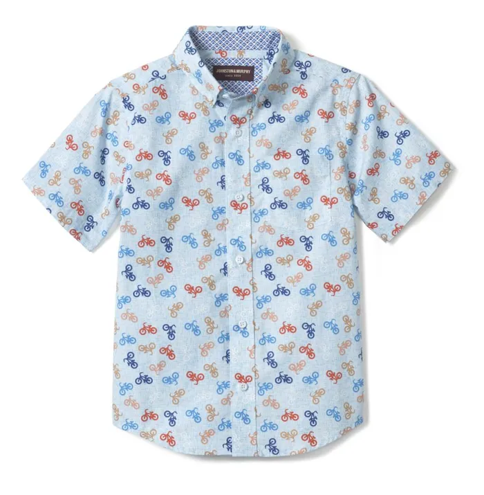Johnston and Murphy Shirts Boys Boys ShortSleeve Printed Shirt Blue Bicycle Johnston and Murphy Shirts Boys Boys ShortSleeve Printed Shirt Blue Bicycle