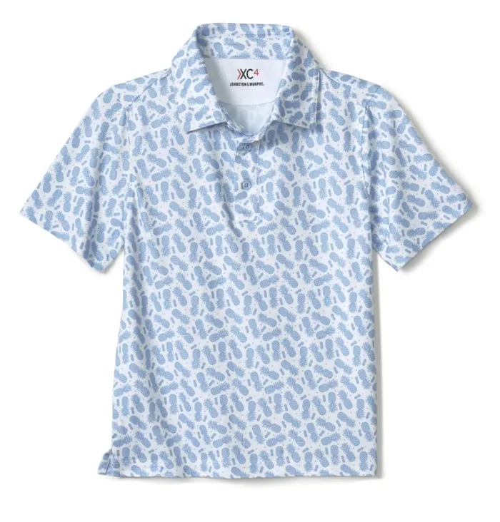Johnston and Murphy Shirts Boys Boys XC4reg Performance Polo White Pineapple Johnston and Murphy Shirts Boys Boys XC4reg Performance Polo White Pineapple