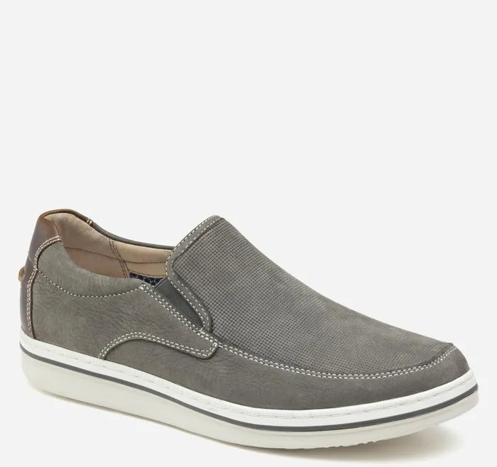 Johnston and Murphy SlipOns Men Bowling Moc Venetian Gray Embossed Tumbled Nubuck