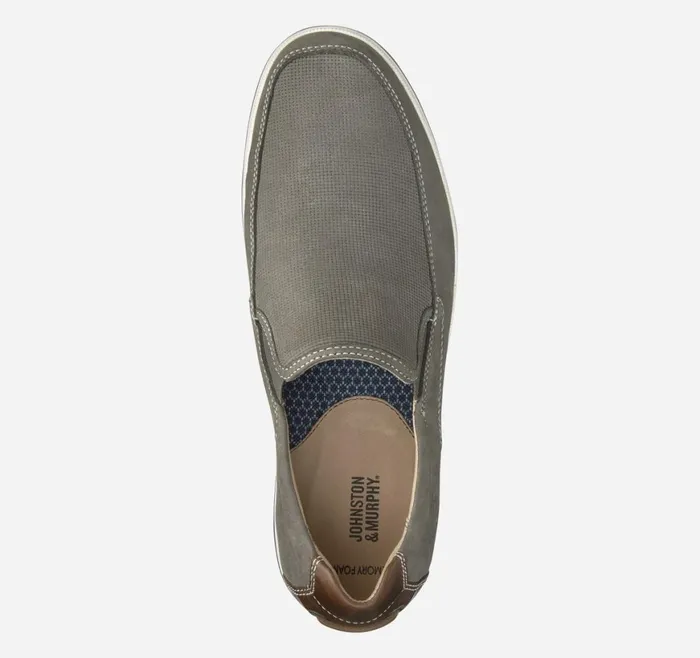 Johnston and Murphy SlipOns Men Bowling Moc Venetian Gray Embossed Tumbled Nubuck Johnston and Murphy SlipOns Men Bowling Moc Venetian Gray Embossed Tumbled Nubuck