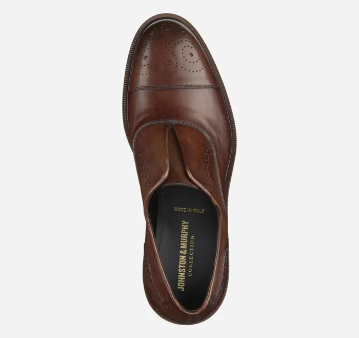Johnston and Murphy SlipOns Men Hartley Laceless Cap Toe Brown Italian Calfskin Johnston and Murphy SlipOns Men Hartley Laceless Cap Toe Brown Italian Calfskin