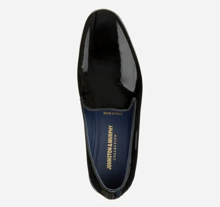 Johnston and Murphy SlipOns Men Kinser SlipOn Black Italian Patent Calfskin Johnston and Murphy SlipOns Men Kinser SlipOn Black Italian Patent Calfskin