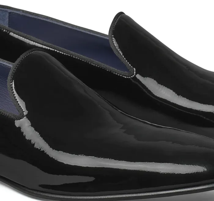Johnston and Murphy SlipOns Men Kinser SlipOn Black Italian Patent Calfskin Johnston and Murphy SlipOns Men Kinser SlipOn Black Italian Patent Calfskin