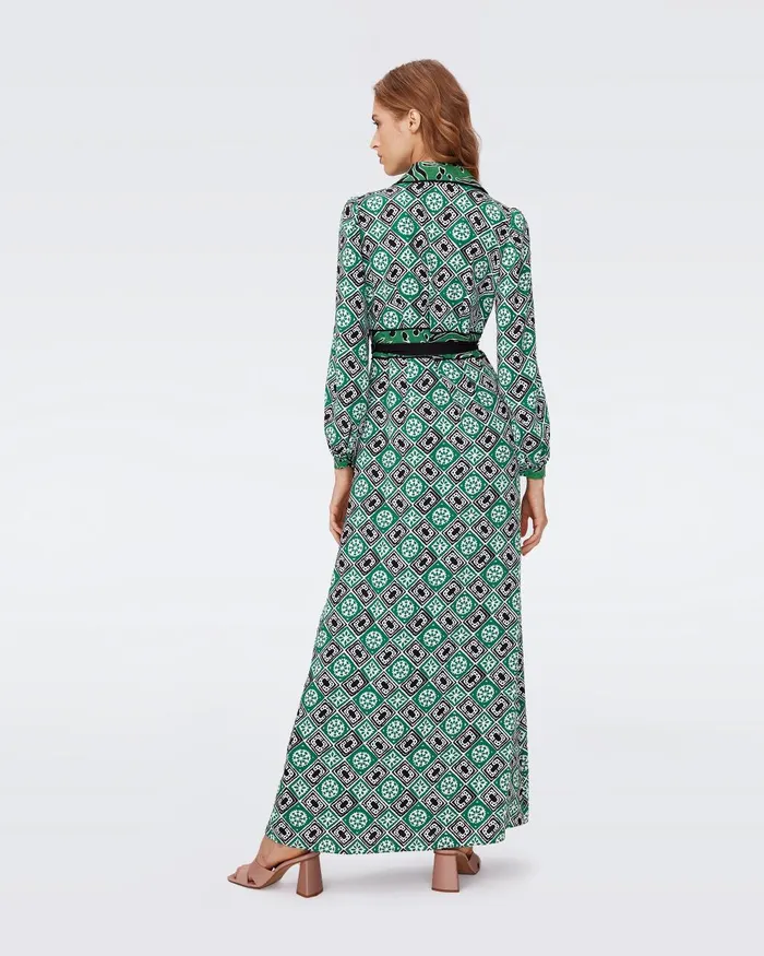 Joshua Dress Paper Cut Geo And Huge Water Tiger Green Women DVF Dresses