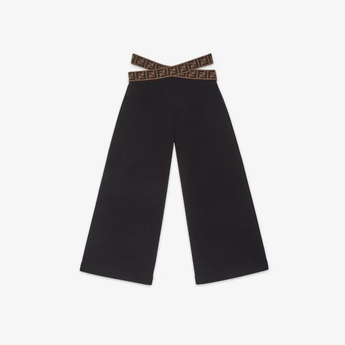 Kids Black Fleece Trousers With Ff Elastic Black Fendi Ready To Wear