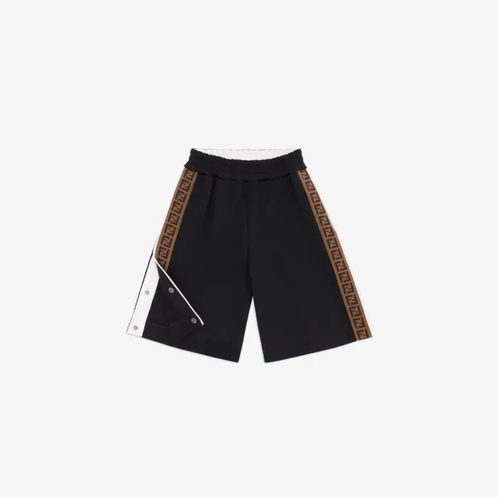 Kids Black Tech Fabric Junior Bermuda Shorts Black Fendi Ready To Wear