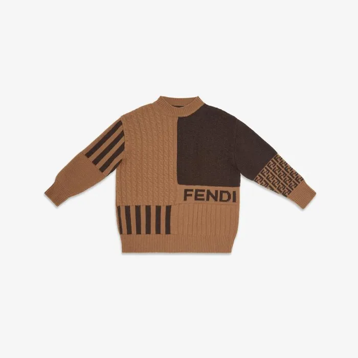 Kids Brown And Tobacco Wool Junior Jumper Brown Fendi Ready To Wear