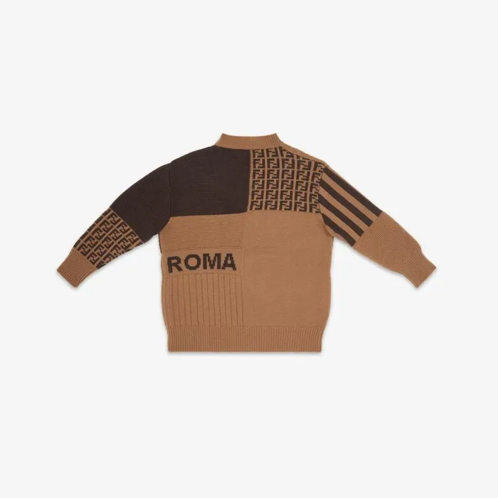 Kids Brown And Tobacco Wool Junior Jumper Brown Fendi Ready To Wear