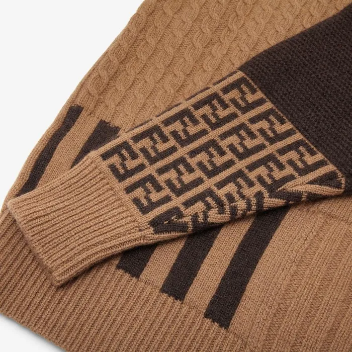 Kids Brown And Tobacco Wool Junior Jumper Brown Fendi Ready To Wear