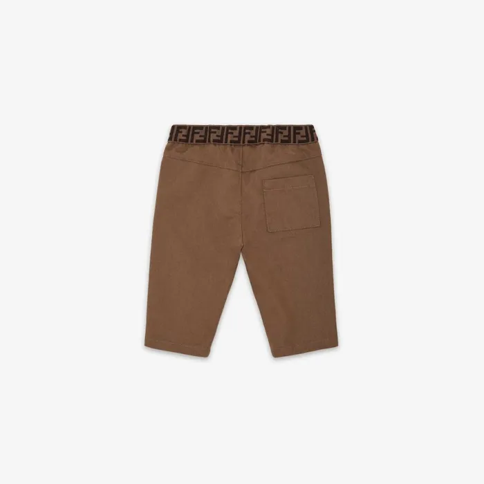 Kids Brown Gabardine Baby Trousers Brown Fendi Baby Girl