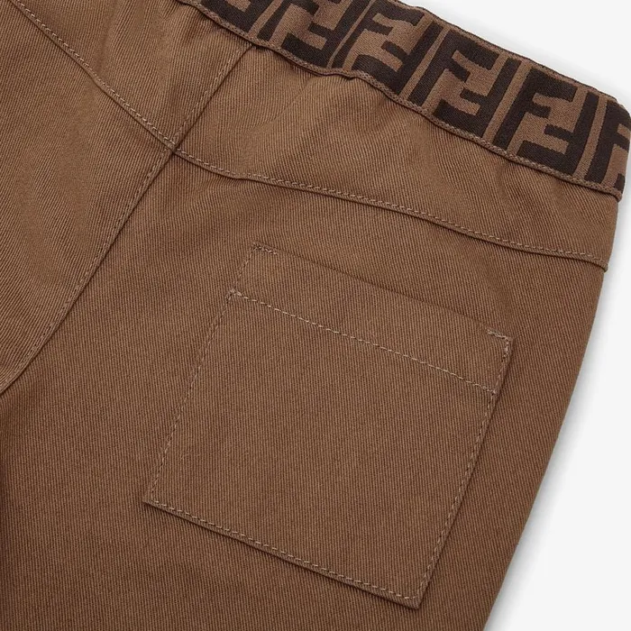 Kids Brown Gabardine Baby Trousers Brown Fendi Baby Girl