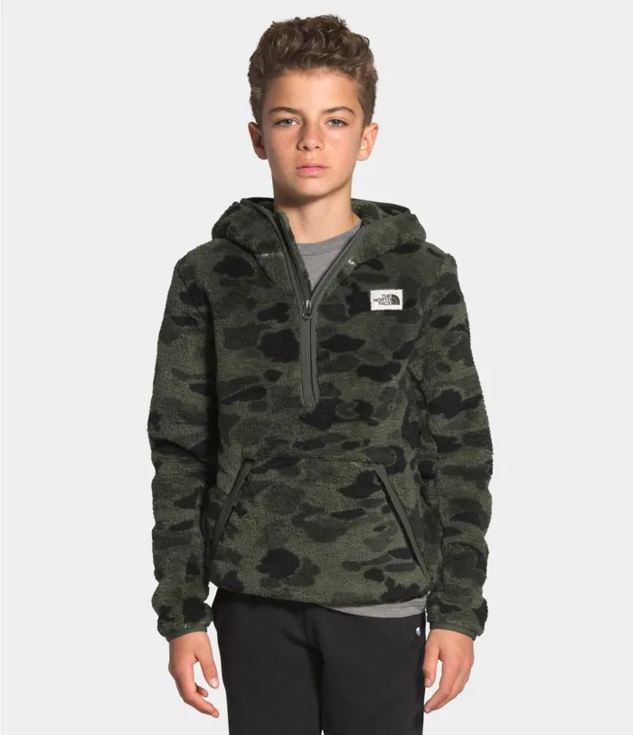 Kids Fleece The North Face Campshire Hoodie New Taupe Green Duck Camo Print