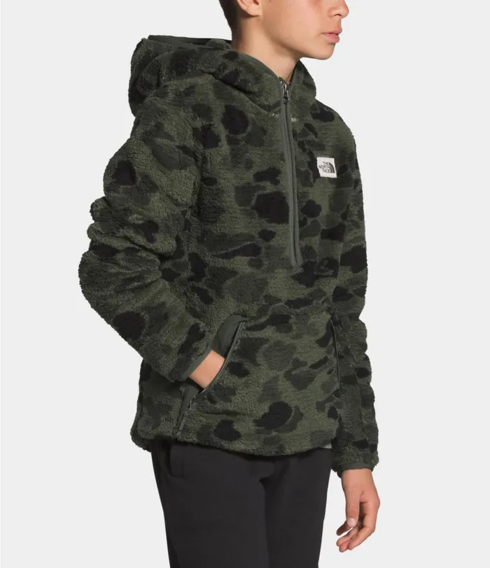 Kids Fleece The North Face Campshire Hoodie New Taupe Green Duck Camo Print
