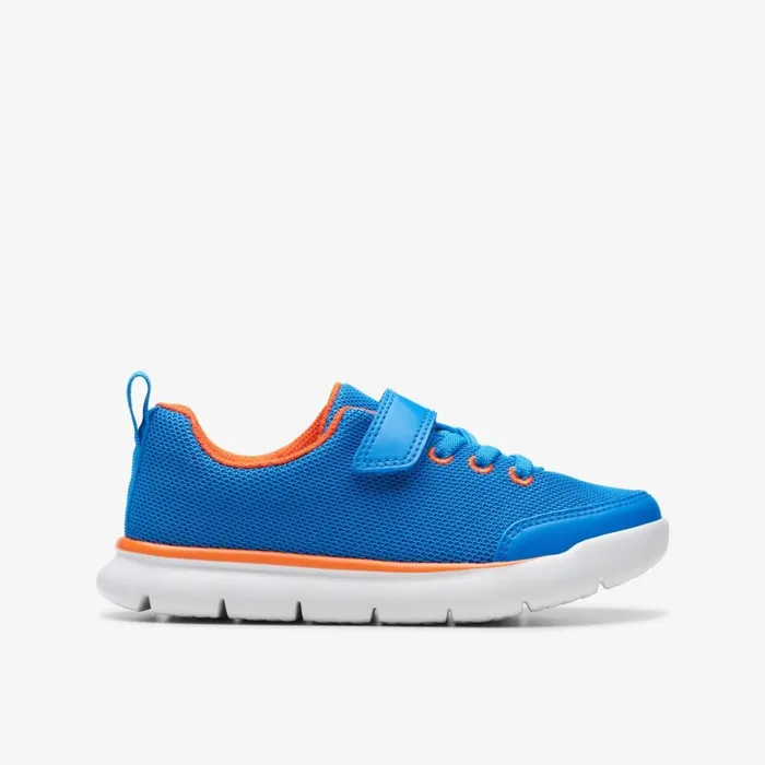 Kids Hoop Run Blue Synthetic Clarks Sneakers