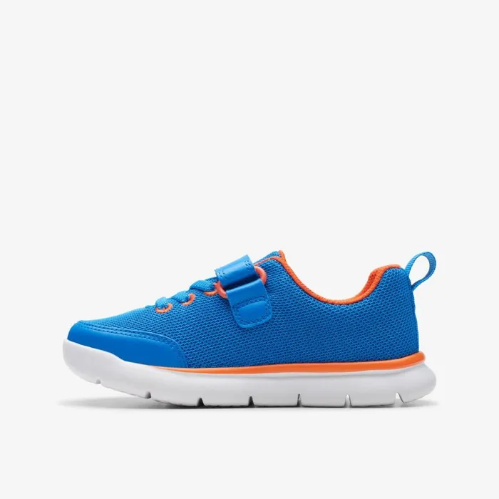Kids Hoop Run Blue Synthetic Clarks Sneakers