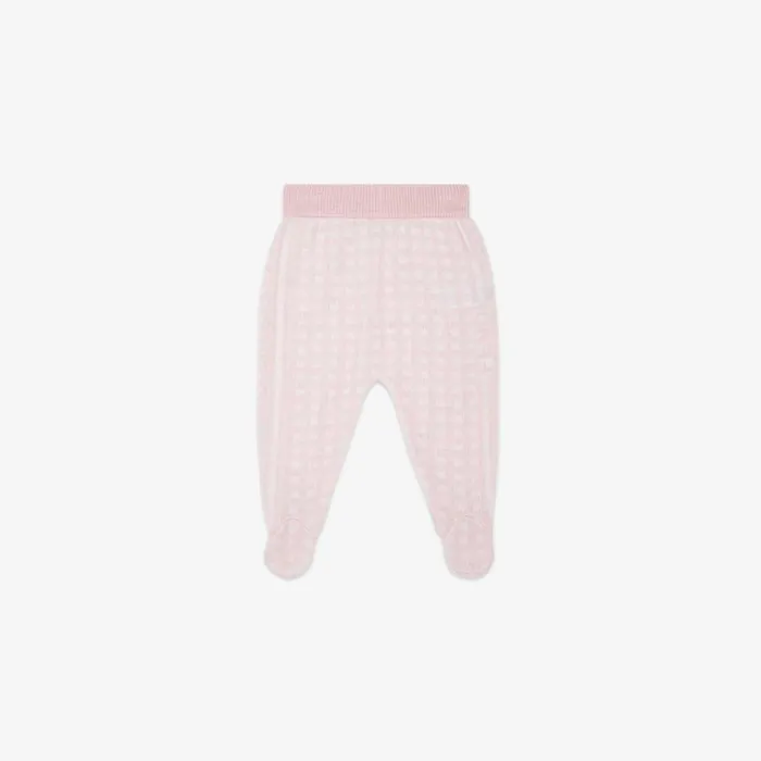 Kids Pink And White Cotton And Cashmere Knitted Trousers Multicolour Fendi Baby Boy
