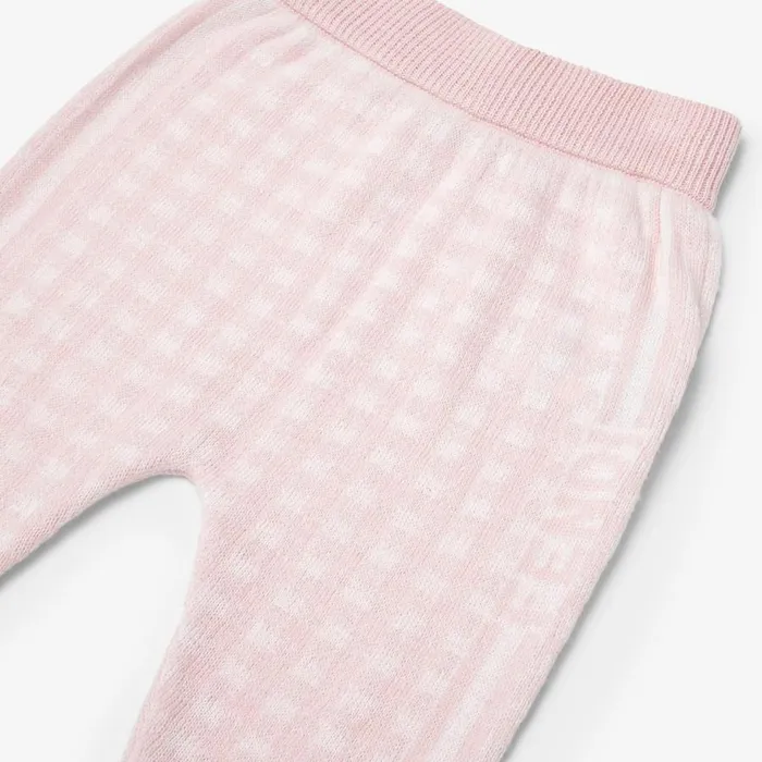 Kids Pink And White Cotton And Cashmere Knitted Trousers Multicolour Fendi Baby Boy