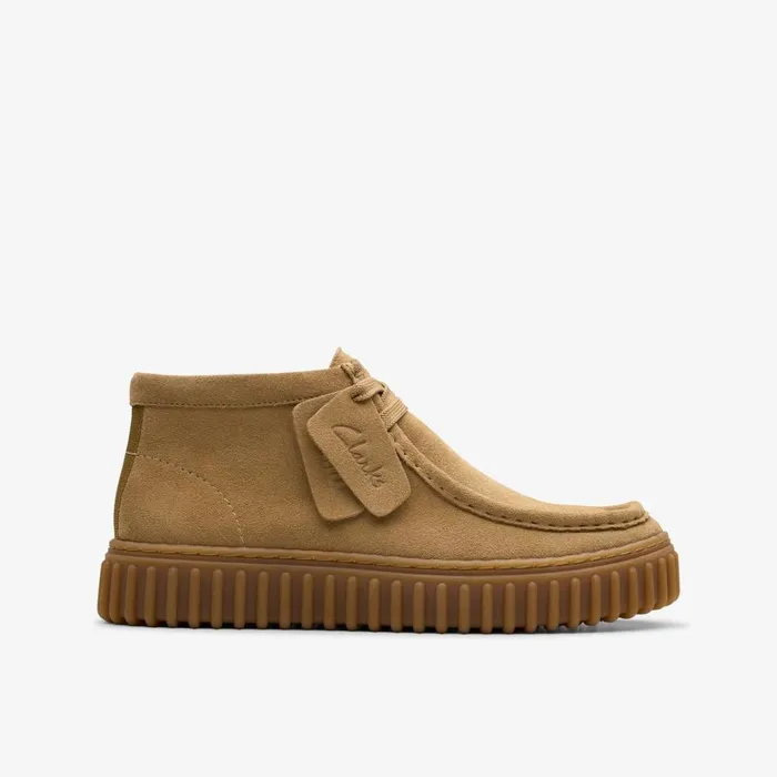 Kids Torhill Older Dark Sand Suede Clarks Boots