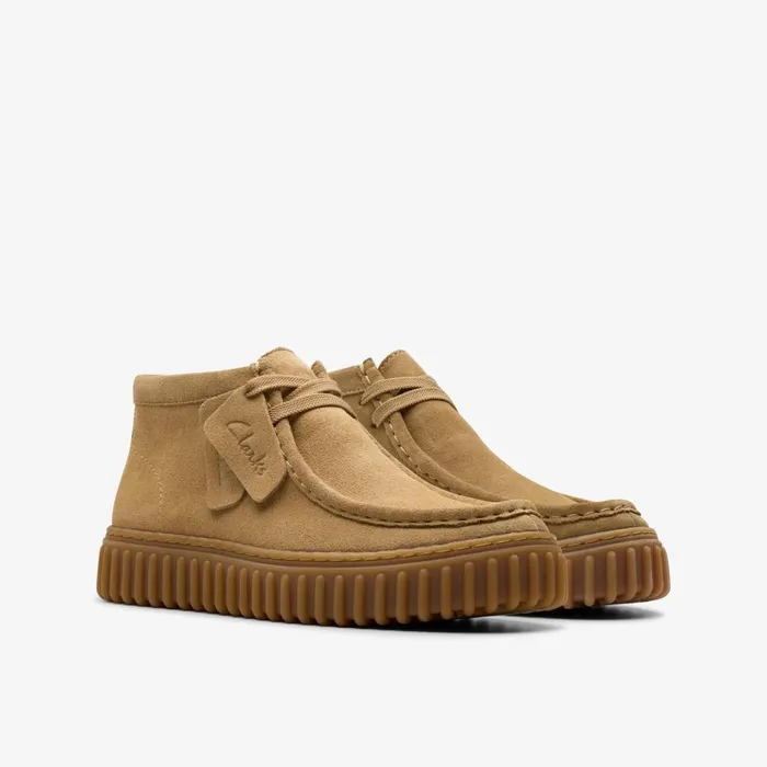 Kids Torhill Older Dark Sand Suede Clarks Boots