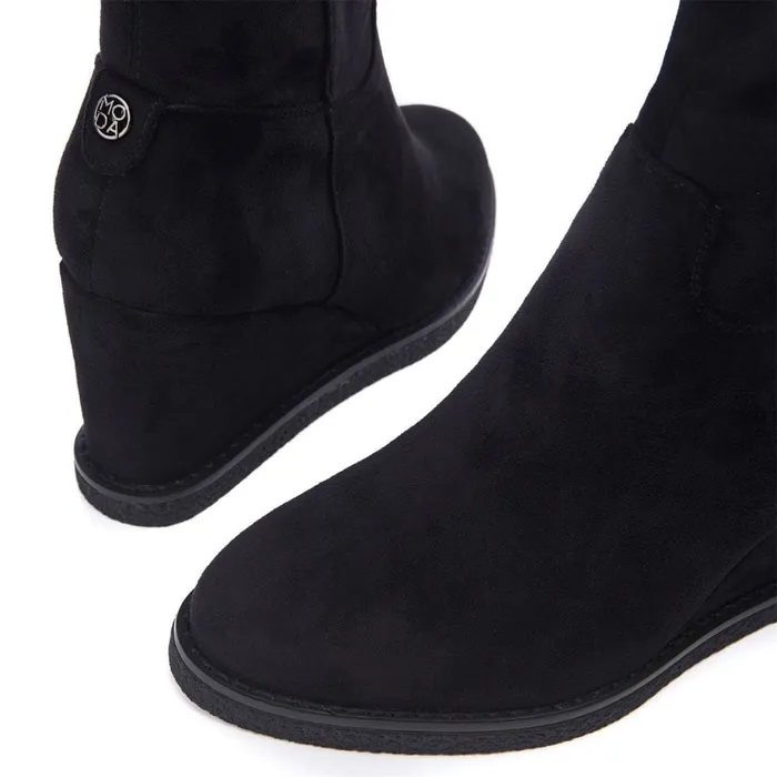 Knee High Boots Women Moda In Pelle Sherri Black Alcantara