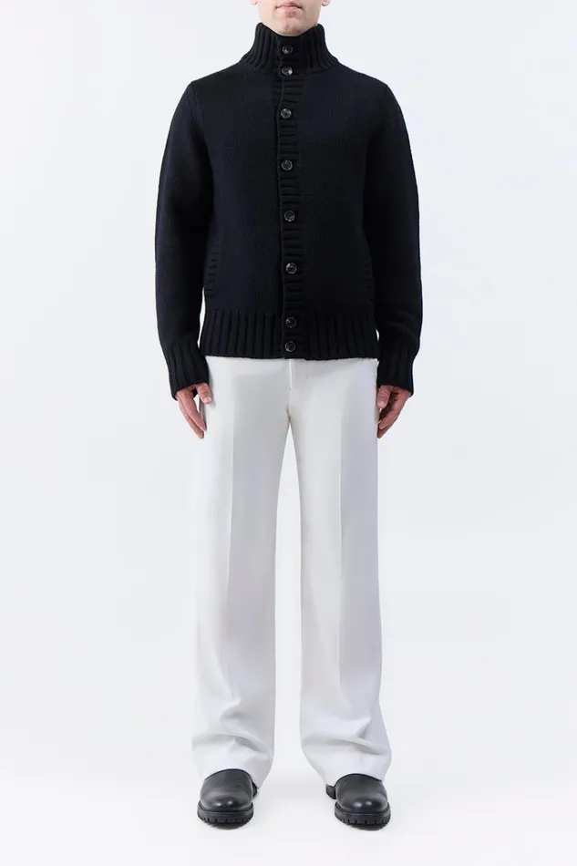 Knitwear Men Gabriela Hearst Jacobo Knit Turtleneck Cardigan In Black Cashmere Knitwear Men Gabriela Hearst Jacobo Knit Turtleneck Cardigan In Black Cashmere