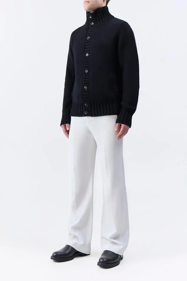 Knitwear Men Gabriela Hearst Jacobo Knit Turtleneck Cardigan In Black Cashmere Knitwear Men Gabriela Hearst Jacobo Knit Turtleneck Cardigan In Black Cashmere
