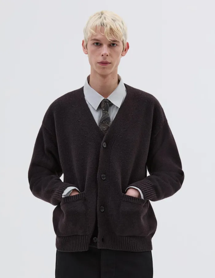 Knitwear Men Margaret Howell Boxy Cardigan Ebony