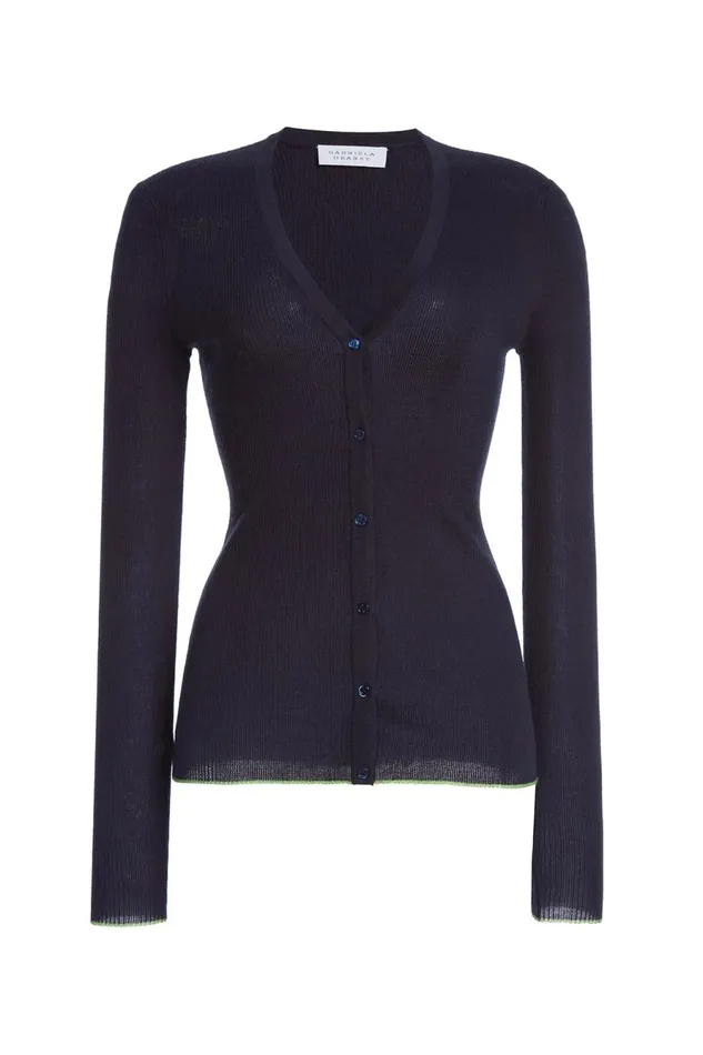 Knitwear Women Gabriela Hearst Addison Knit Cardigan In Navy Cashmere Silk