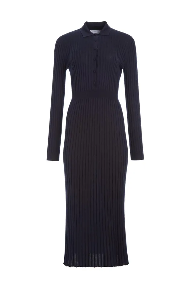 Knitwear Women Gabriela Hearst Ardor Knit Maxi Dress In Navy Cashmere Silk