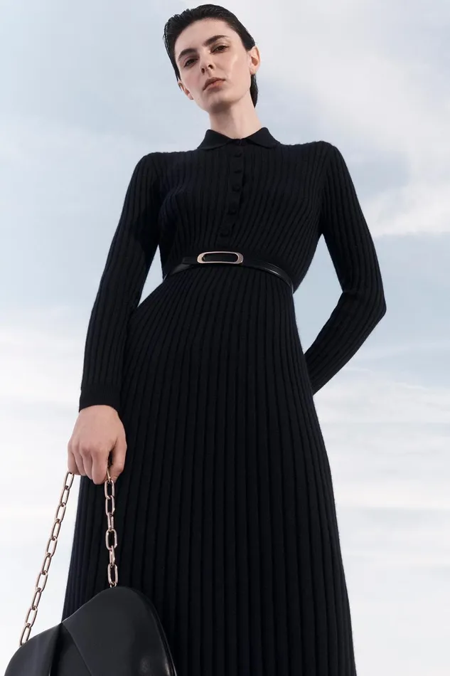 Knitwear Women Gabriela Hearst Ardor Knit Maxi Dress In Navy Cashmere Silk