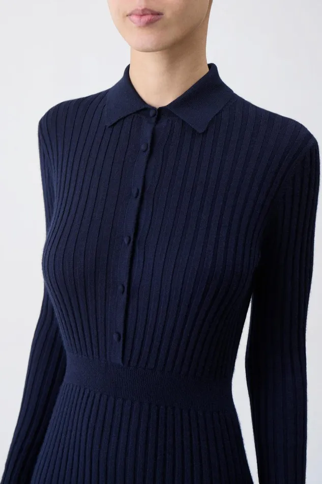 Knitwear Women Gabriela Hearst Ardor Knit Maxi Dress In Navy Cashmere Silk