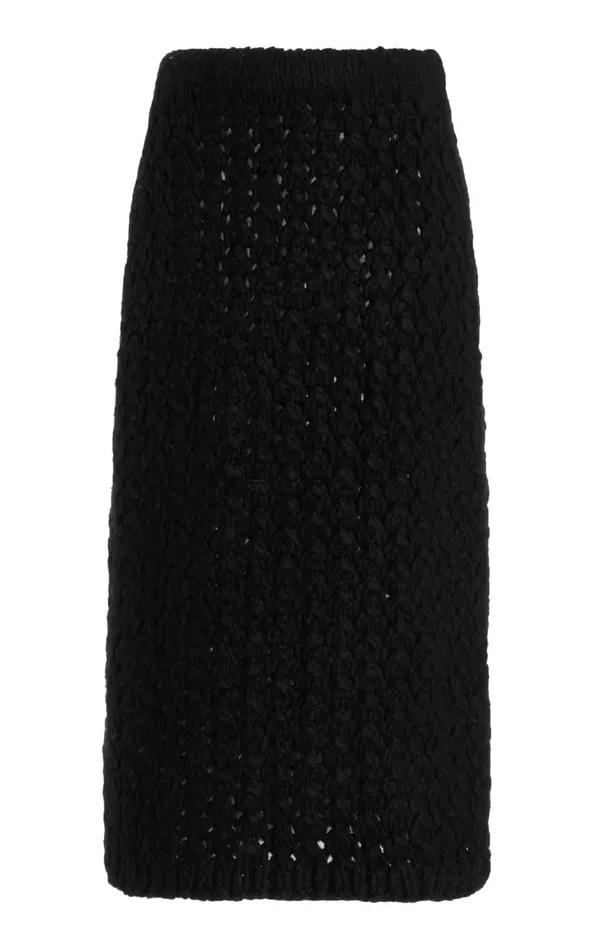 Knitwear Women Gabriela Hearst Collin Knit Midi Skirt In Black Welfat Cashmere
