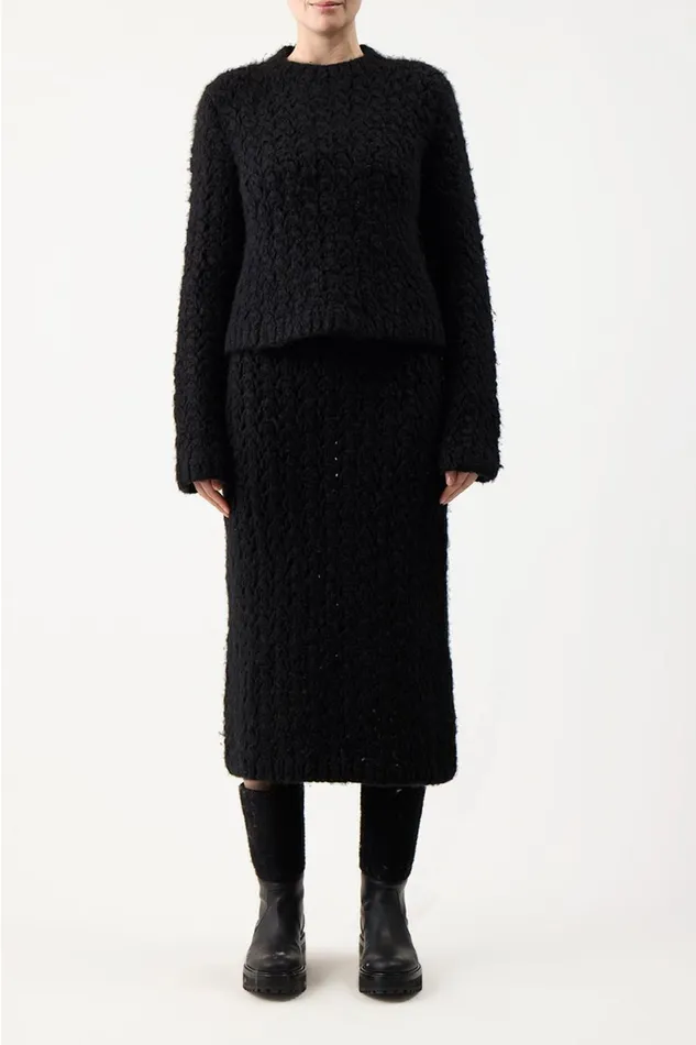 Knitwear Women Gabriela Hearst Collin Knit Midi Skirt In Black Welfat Cashmere