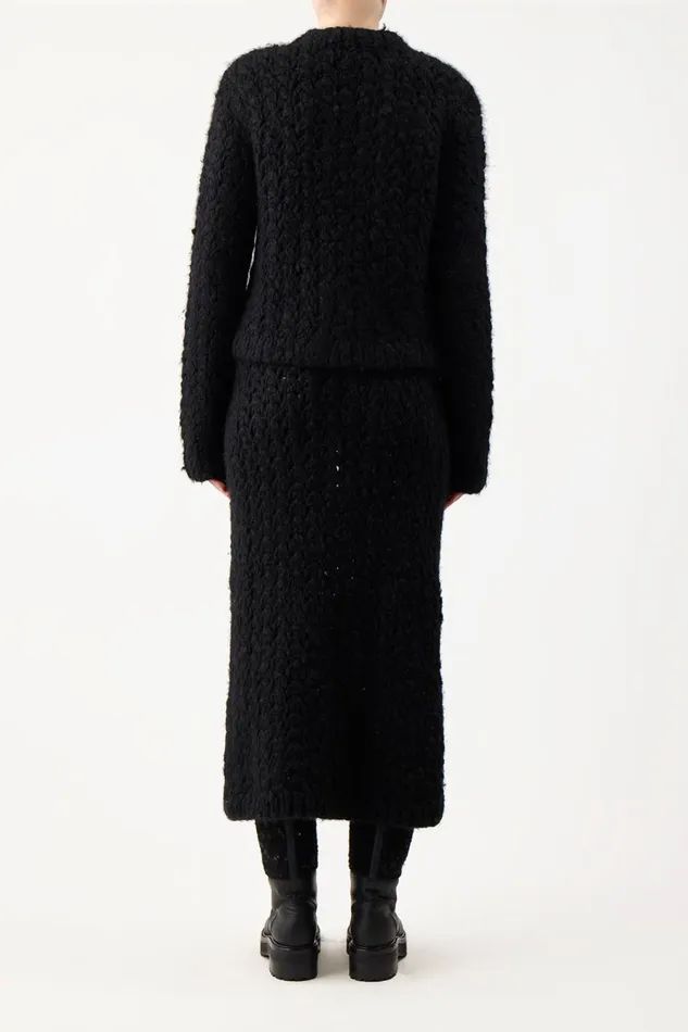 Knitwear Women Gabriela Hearst Collin Knit Midi Skirt In Black Welfat Cashmere