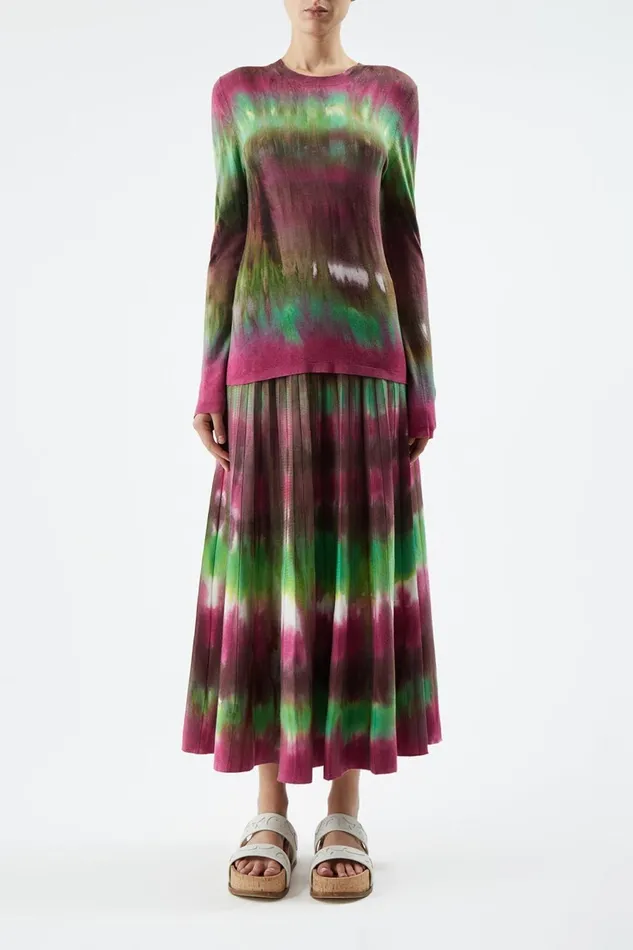 Knitwear Women Gabriela Hearst Ella Knit Midi Skirt In Jewel Tie Dye Cashmere