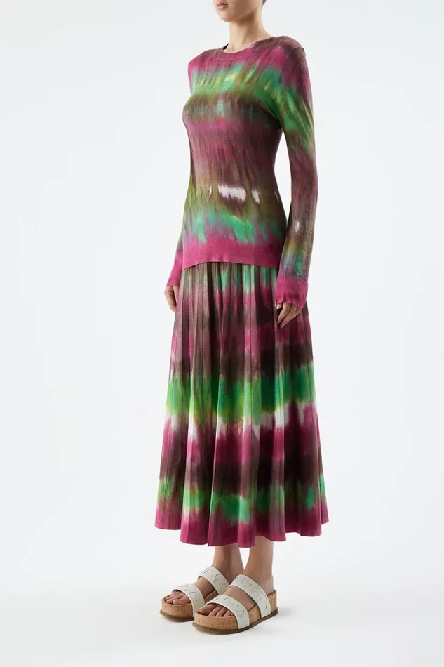Knitwear Women Gabriela Hearst Ella Knit Midi Skirt In Jewel Tie Dye Cashmere