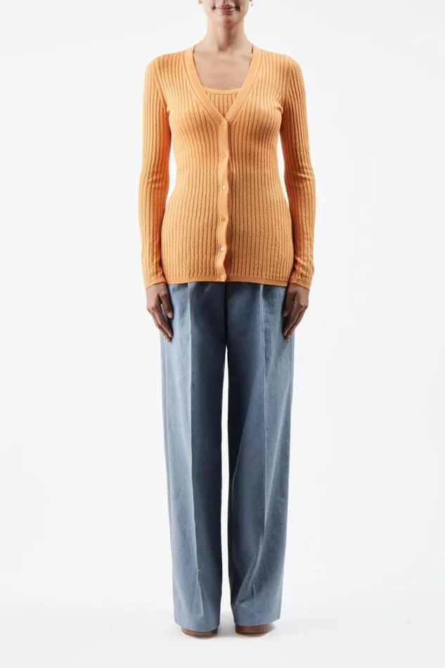 Knitwear Women Gabriela Hearst Homer Pointelle Knit Cardigan In Fluorescent Orange Cashmere Silk