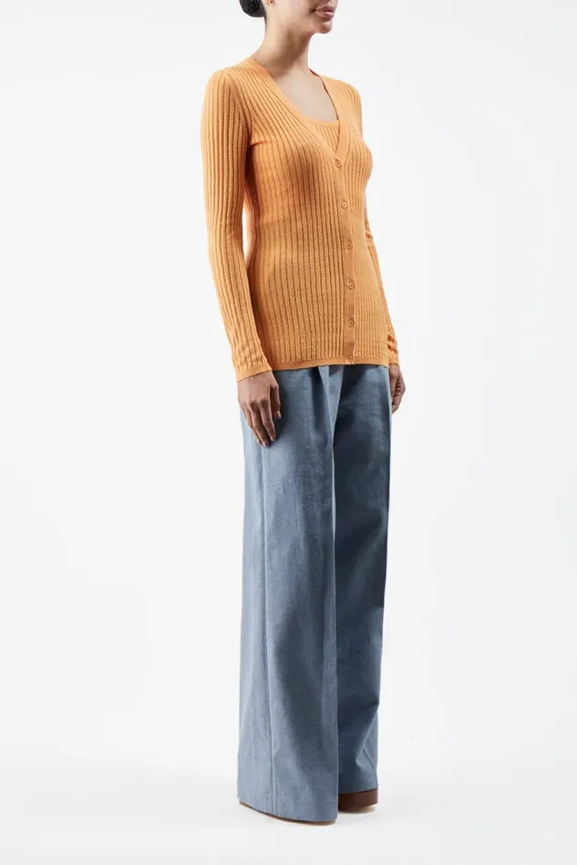 Knitwear Women Gabriela Hearst Homer Pointelle Knit Cardigan In Fluorescent Orange Cashmere Silk