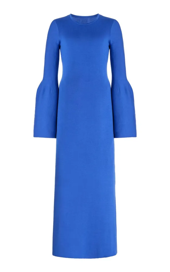 Knitwear Women Gabriela Hearst Palanco Knit Midi Dress In Sapphire Merino Wool Cashmere Knitwear Women Gabriela Hearst Palanco Knit Midi Dress In Sapphire Merino Wool Cashmere