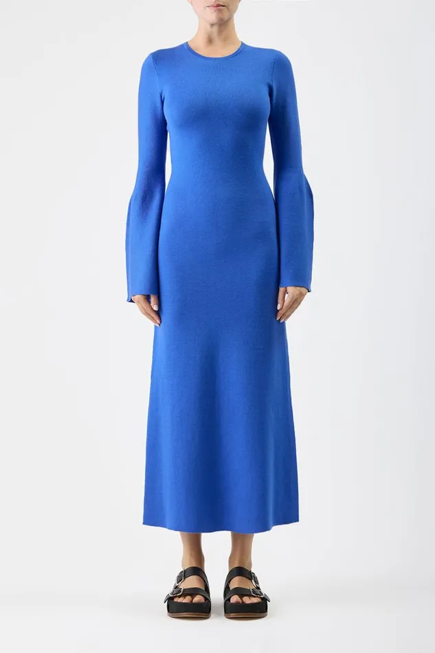 Knitwear Women Gabriela Hearst Palanco Knit Midi Dress In Sapphire Merino Wool Cashmere Knitwear Women Gabriela Hearst Palanco Knit Midi Dress In Sapphire Merino Wool Cashmere
