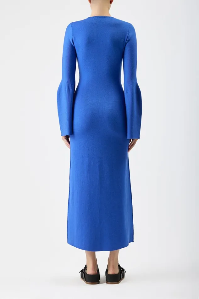 Knitwear Women Gabriela Hearst Palanco Knit Midi Dress In Sapphire Merino Wool Cashmere Knitwear Women Gabriela Hearst Palanco Knit Midi Dress In Sapphire Merino Wool Cashmere