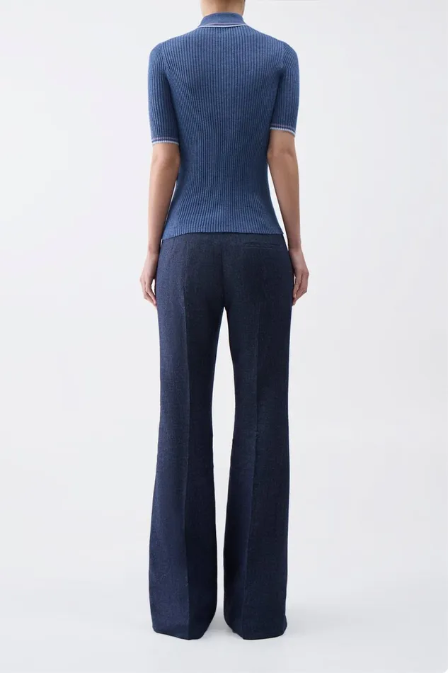Knitwear Women Gabriela Hearst Perro Knit Polo In Denim Blue Cashmere Silk