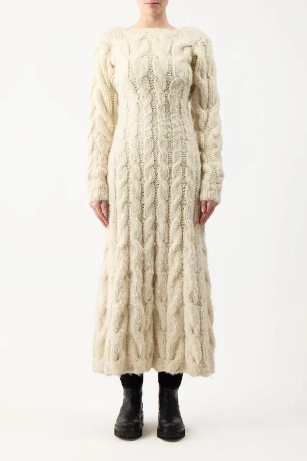Knitwear Women Gabriela Hearst Poppy Knit Dress In Ivory Welfat Cashmere