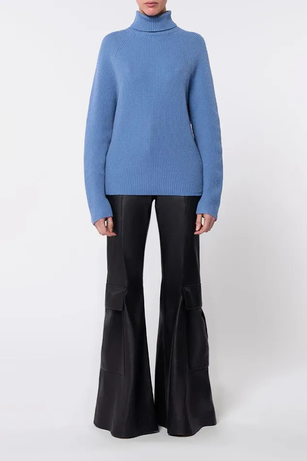 Knitwear Women Gabriela Hearst Wigman Knit Turtleneck Sweater In Light Blue Denim Cashmere