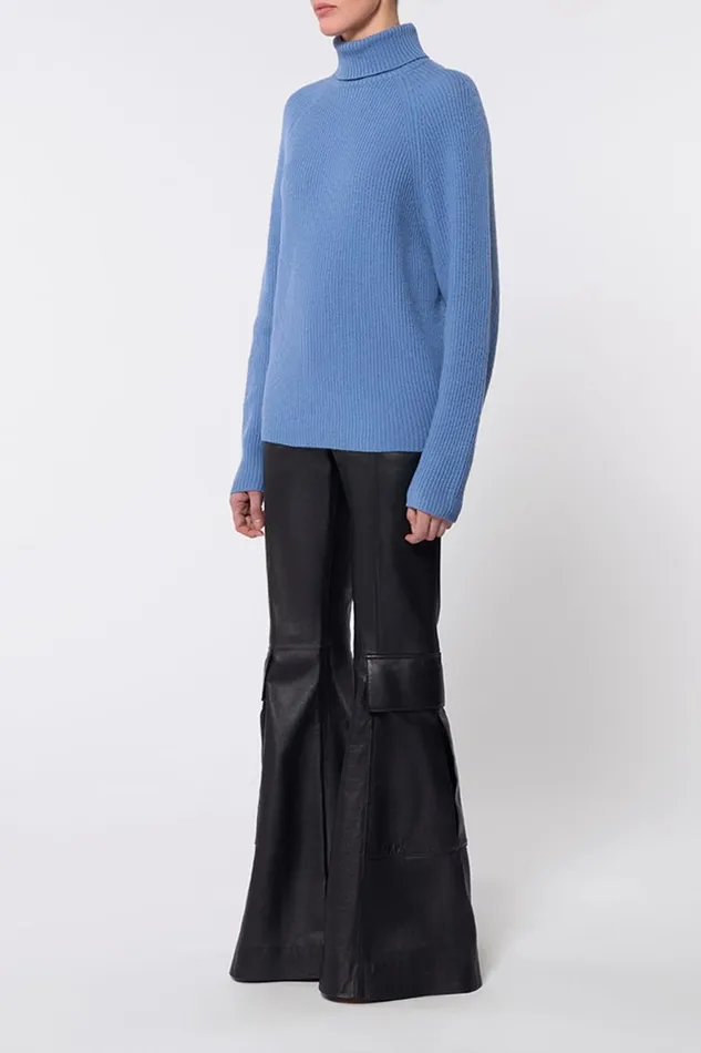 Knitwear Women Gabriela Hearst Wigman Knit Turtleneck Sweater In Light Blue Denim Cashmere