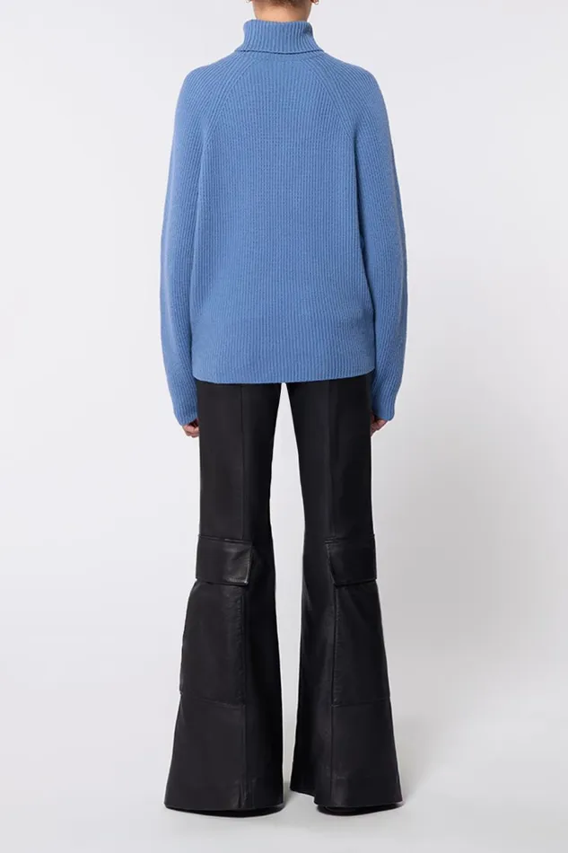 Knitwear Women Gabriela Hearst Wigman Knit Turtleneck Sweater In Light Blue Denim Cashmere