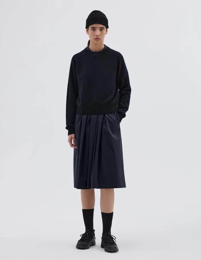 Knitwear Women Margaret Howell Short Classic Crew Neck Dark Navy Twist
