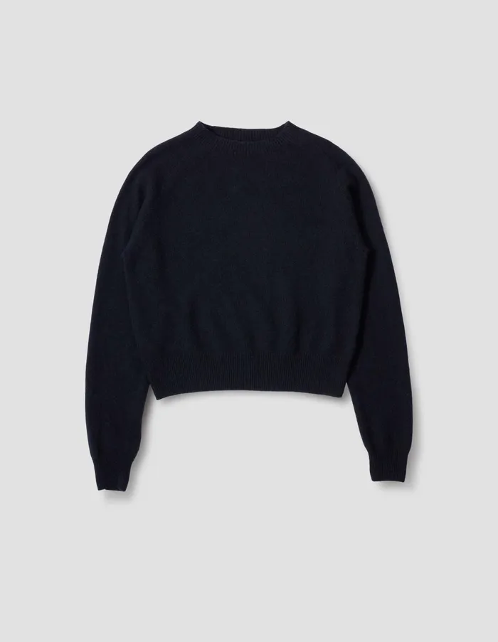 Knitwear Women Margaret Howell Short Classic Crew Neck Dark Navy Twist